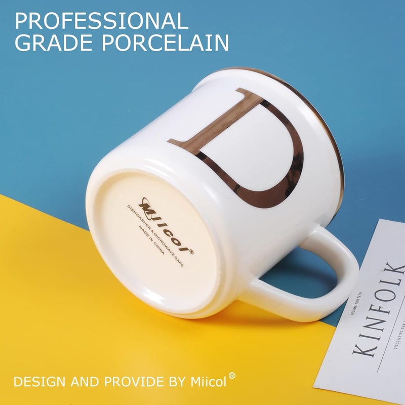 Miicol Ceramic Coffee Mug 16 oz, Monogram Coffee Cup, Golden Initial Tea Mug, Personalized Tea Cup, Unique Gift, Large Mug for Home, Office, Letter D - Image 5